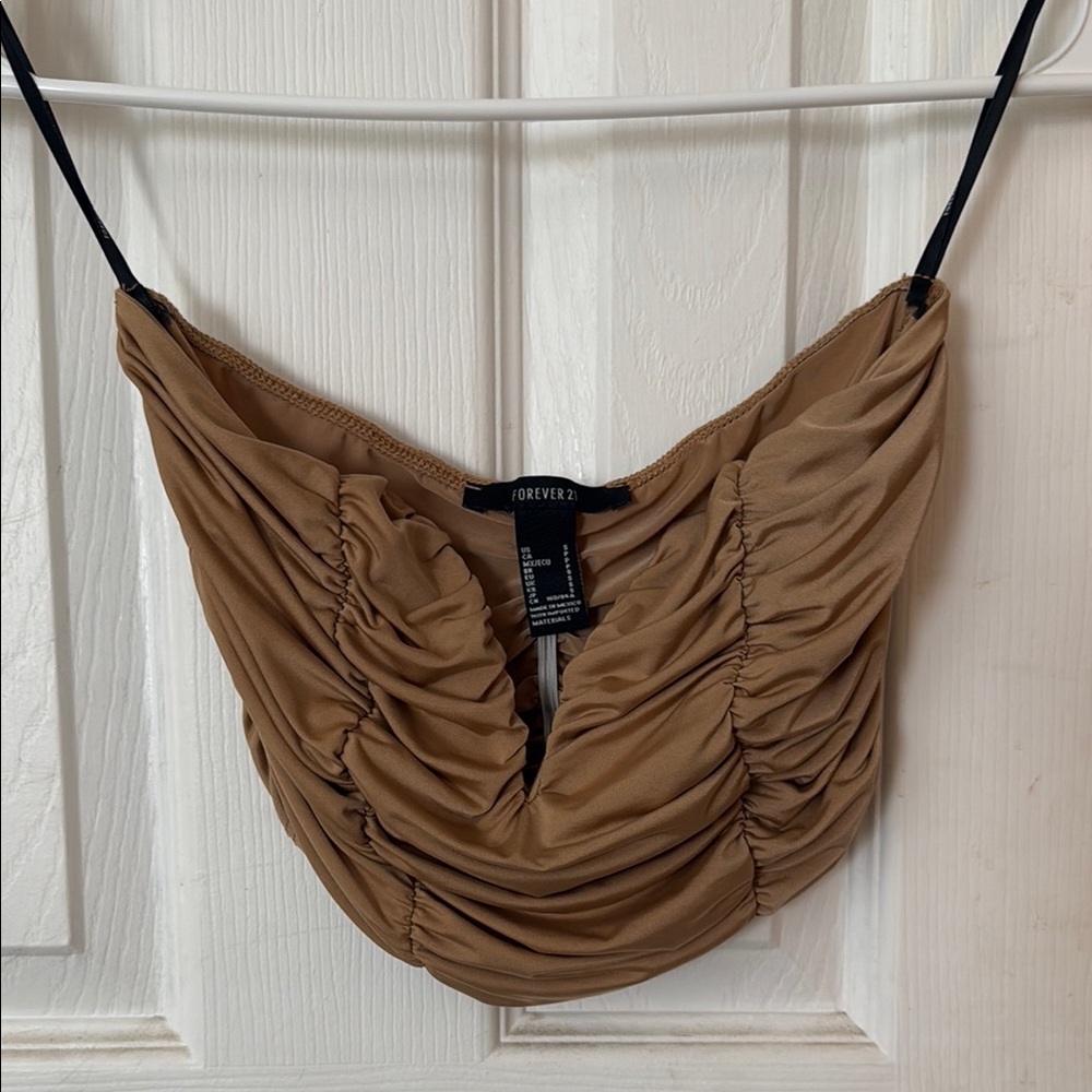 Forever 21 Tan Ruched Top